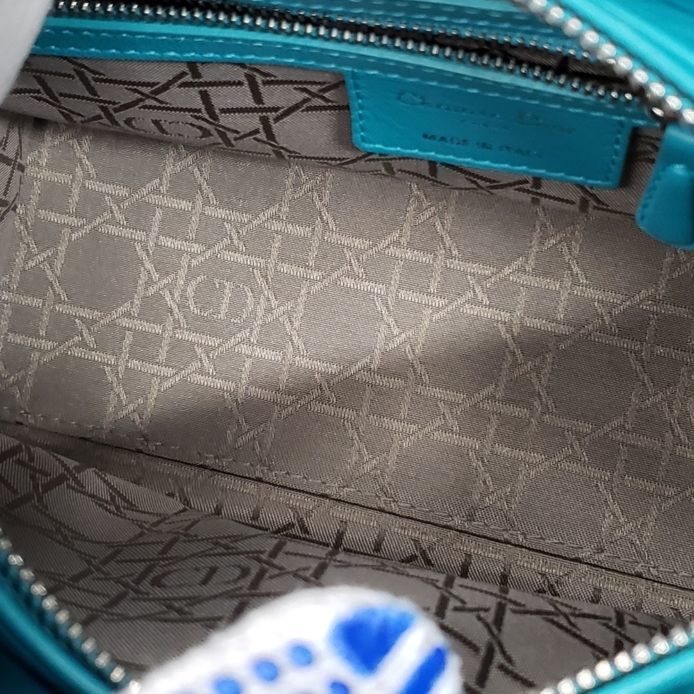 Authentic Dior Lady Dior Turquoise Cannage Leather Medium Bag - Picture 13 of 16